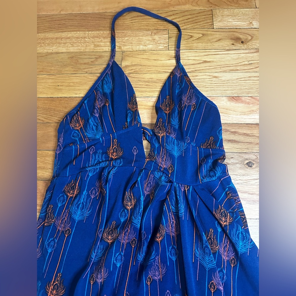 Free People Tropical Daydream Halter Mini Dress Blue Asymmetrical XS - Picture 4 of 9